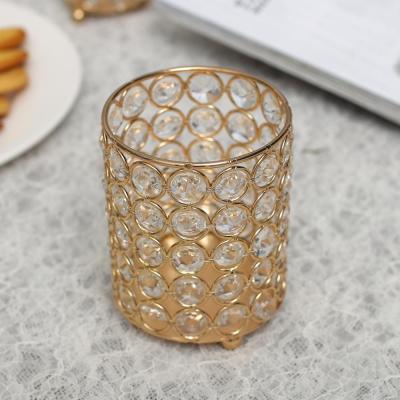 China Crystal Wedding Valentine's Day Gold Flower Vase Decorative Centerpieces Crystal Wedding Wholesale Cylinder Vase for sale