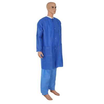 China Lab/Hospital/Food Factory Protective Lab Coat SMS SF Nonwoven Fabric Disposable Chemical Lab Coats for sale