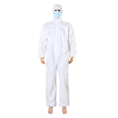 China Eco-friendly Type 5 Microporous Film &6 55gsm Disposable White Nonwoven Safety Coverall PPE Protective Gown For Industry for sale