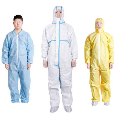 China With PPE Disposable Overall Safety Hood Safety PPE SMS/PP/Microporous/SF Breath Tight And Water Resistant Protective Overall Type 5/6 With Hood for sale