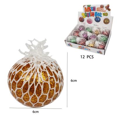 China TPR Mesh Squish TPR Balls with Gold Powder for sale