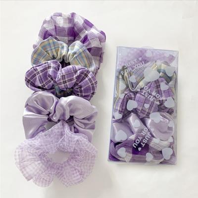 China Wholesale Environmentally Friendly Packaging Printed Organza Ins Girls Hair Accessories Summer Hair Scrunchies Set Elastic Chiffon Hair Band for sale