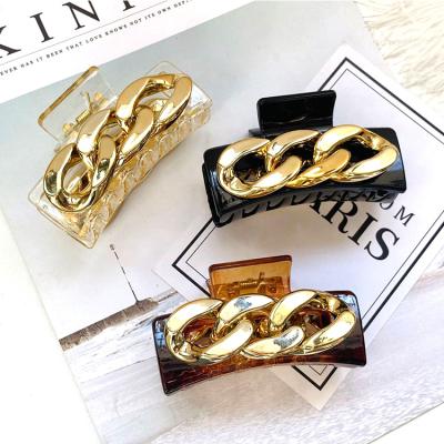 China Popular Women Metal Hairpin Women Barrette Plastic Chain Hair Claw Clips Hair Accessories for sale