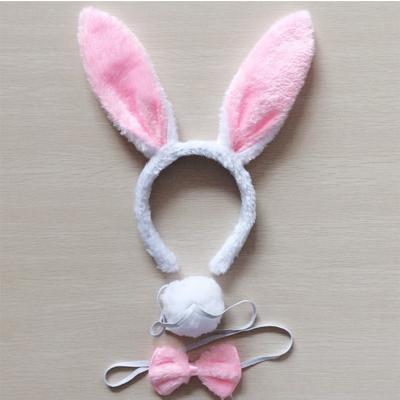 China Fashionable Easter Bunny Cartoon Animal Hair Band Variety Of Color Bunny Ear Headband Hair Accessories 3 Pieces Costume Plush Toy for sale