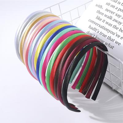 China Hair Decoration Factory Wholesale 1cm Width Satin Covered Headband Amazon Hot Selling Single Headband Plastic For DIY Head Circle for sale