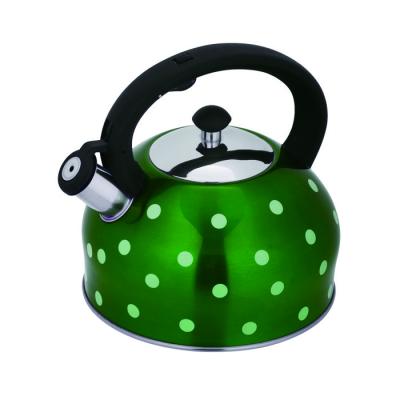 China Sustainable Hotel Train Commercial Whistling Green Stainless Steel Old Fashioned Tea Kettle for sale