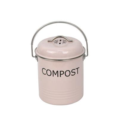 China 1.5L Worktop Stainless Steel Metal Compost Bin Sustainable Portable Indoor Kitchen for sale