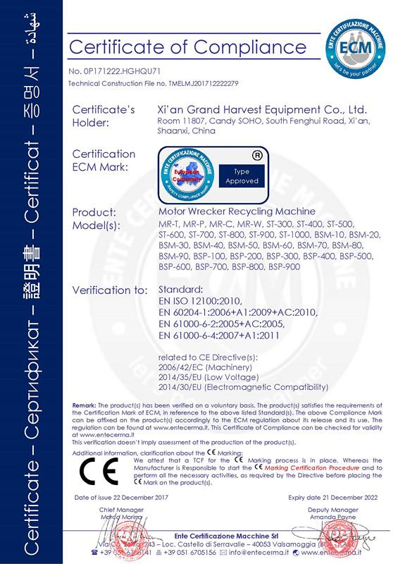 CE - Xi'an Grand Harvest Equipment Co., Ltd.