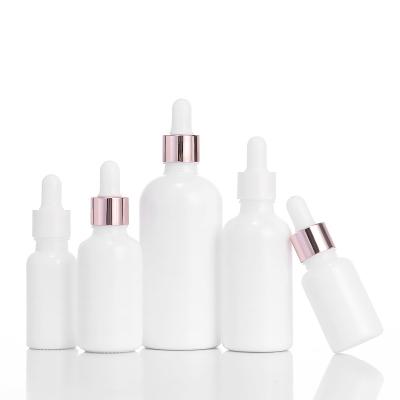 China Personal Care 10ml ~100ml Ceramic Dropper Bottle Amber Essential Oil Hydrosol White Glass Bottles Customization Printing Logo for sale