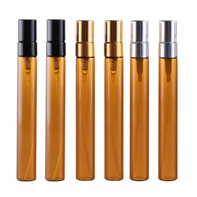 China Personal Care 2ml 3ml 5ml Mini Spray Bottle 10ml Empty Perfume Bottles Long Thin Amber Amber Fragrance Diffuser Bottle for sale