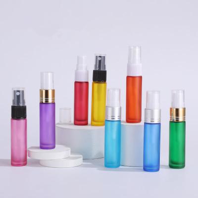 China 100pcs/lot 10ml Personal Care Perfume Mist Spray Refillable Frosted Glass Travel Bottle Vials Bottles Multicolor Bottles for sale