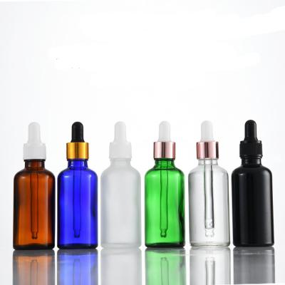 China Personal Care 5ml 10ml 15ml 20ml 30ml 50ml 100ml Black Blue Glass Amber Cosmetic Refillable Bottle Essential Oil Bottle Green Dropper Bottle for sale