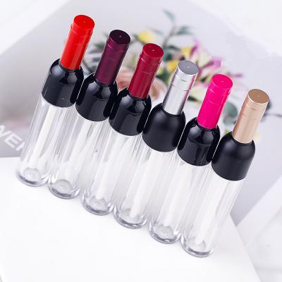 China 100pcs/lot 5ml Lip Care Lip Gloss Tube Wine Bottle Lip Gloss Pipe ABS Personal Makeup Container Empty DIY Packaging Custom Logo for sale