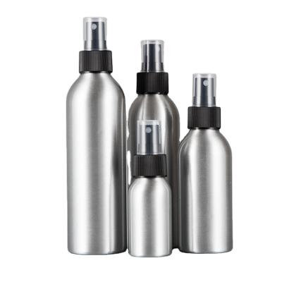 China Personal Care Bottle 40ml 50ml 100ml 120ml 150ml 250ml Metal Aluminum Empty Perfume Bottle With Sprinkler Spray Bottle Ribbed Spout Cosmetic for sale