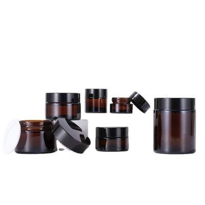 China Amber Cream Jar 50g 100g Empty Cosmetic Container Sample Matte Packing Box Corver Face Eye 5g 10g Black Skin Care Cosmetic Jar 30g Cream Jar for sale