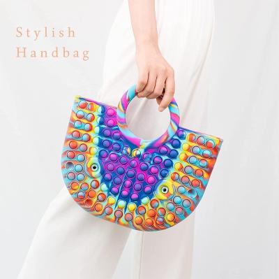 China Fashion Pop It Bag Wiggle Person Toy Push Bubble Fashion Capacity Handbags IDecompression Handle Satchel For Girls for sale