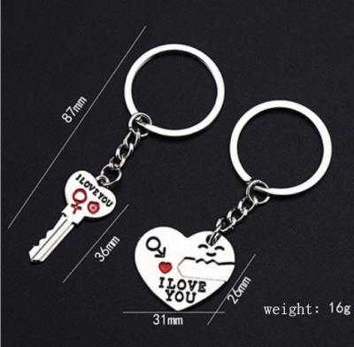 China Valentine's Day Valentine's Day Hot Key Chain Couples Metal Letter Souvenir Gifts Promotion Heart Shaped Key Chains Sale Amazon for sale