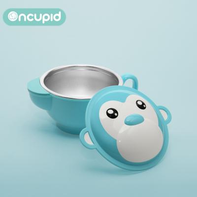 China BPA Free 2019 Baby Soup Bowl Baby Feeding Bowl With Plastic Handle And Lid Colored Monkey for sale