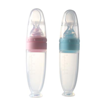 China BPA Free Baby Supplies Baby Spoon Warm Feeder With Suction Extrusion Type Feeding Bottle For Baby for sale