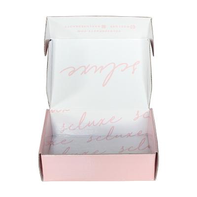 China Handmade Eco-Friendly Custom Logo Subscription Postage Mailing Corrugated Boxes Pink Small Shipping Box for sale