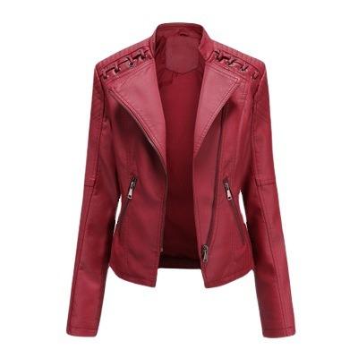 China Wholesale QUICK DRY Women Faux Leather Jacket Sleeve Lapel Zipper Long Up Short Coat With Pockets Jackets for sale