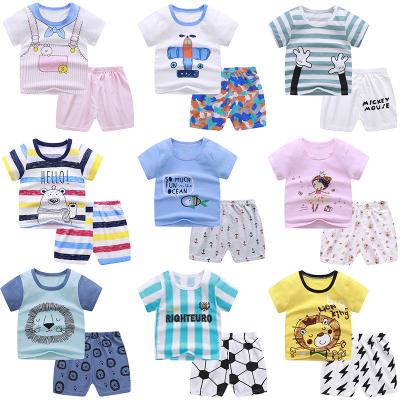 China Wholesale Cotton Summer Kids Clothes Short Sleeve Baby Boy Clothes Sets Girl Children Clothing Pajamas Soccer Tracksuit for sale