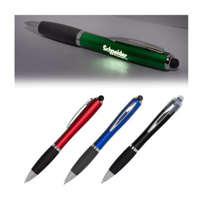 China Fluently OEM Diy Black Gift Soft Touch Touch Screen Customs Lead Marking Laser Ball Pen Logo Light Up Stylus for sale