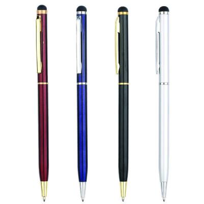 China office & School Pen Hot Selling Logo Imprinted Stylus Screen Tablet 2 in 1 Metal Body Ballpoint Pen for sale