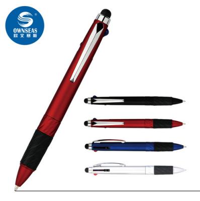 China Mobile phone desk and school supplies stylus pen 3 color function ballpoint pen with logo for sale