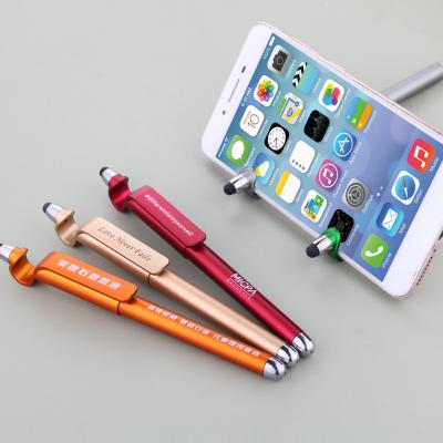 China Custom cheap multi function phone holder touch screen ballpoint pen with stylus for sale