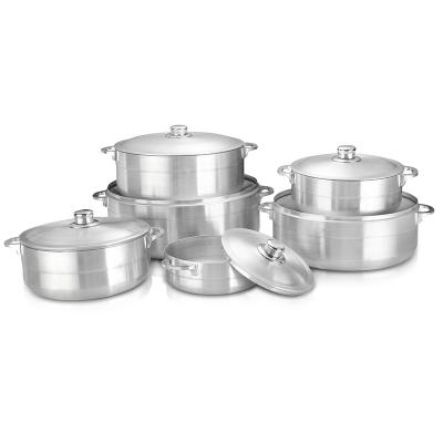 China Viable Wholesale Cheap Aluminum Sanding Pot Cookware Set With Lid for sale