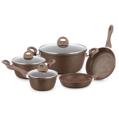 China Sustainable Carbon Steel Pot Sets And Filters 8 Pieces Premium Cookware Set With Nonstick Ceramic for sale