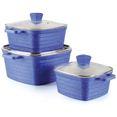 China Sustainable High Quality Die Square Deep Cast Aluminum Cookware Sets for sale