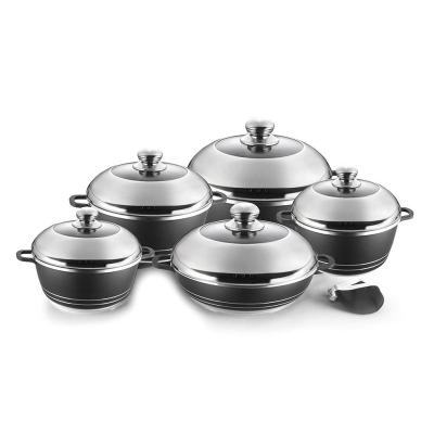 China Sustainable New Design Casserole With Lid Aluminum Cookware Pot Cookware Sets for sale