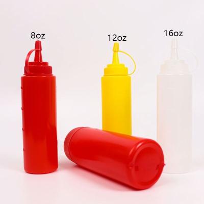 China Eco - Friendly 16oz Plastic Dispenser Bottle Plastic Squeeze Sauce Bottles For Sauce for sale