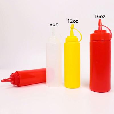 China 8oz/12oz/16oz/24oz/32oz Chilli Dispenser Plastic Squeeze BBQ Sauce Bottles Sauce Bottle With Spout Twist Top Cap for sale