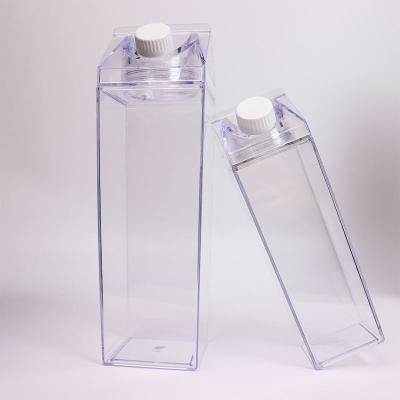 China Wholesale 500Ml 1000Ml Bpa Free Recycled Clear Transparent Square Milk Carton Plastic Water Bottle With Custom Color for sale