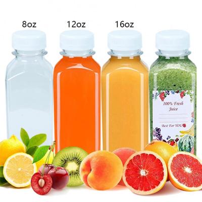 China Wholesale Plastic Juicy Beverage Bottle 250ml 16oz 200ml 8oz 250ml 350ml Empty Commercial Transparent Round Coffee Beverage Bottle for sale