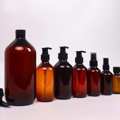 China Boston Cosmetic Luxury Black Bottle Around Amber Bottles for sale