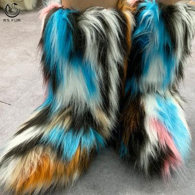 China 2020 Fashion Trend Wholesale Custom Made Durable Sheepskin Fox Faux Fur Women Ankle Boots Fur Boots for sale