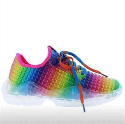 China 2021 Fashion Trend New Fashion Rainbow Tie-Dye Design Cool Women Lace Up Boutique Casual Sneakers Sport Shoes for sale