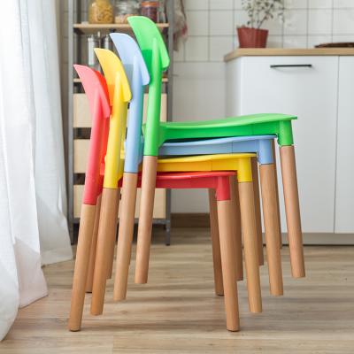 China Plastic Dining Chair (Other) New Adjustable High Quality Modern Chair PP Polypropylene With Wooden Leg for sale