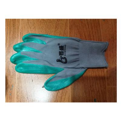 China Professional cheap cyan industrial hand safety work rubber gloves anti-slip manufacturing for sale