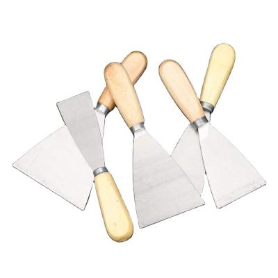 China Carbon steel putty knife with plain wooden handle, painting tool, cleaning knife and putty knife for sale