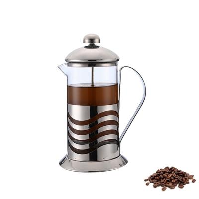 China High Borosilicate Glass Stainless Steel Double Wall Sustainable Modern Cafe French Press for sale