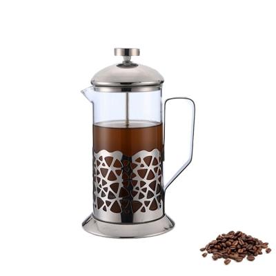 China Viable New Design 800ml Silver Portable Pot French Press Coffee Maker Price for sale