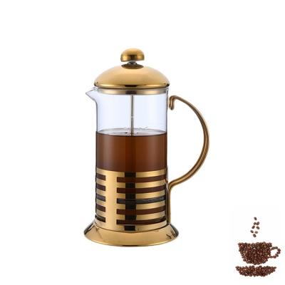 China High Borosilicate Private Label 1000ml Silver Gold Sustainable Press Glass French Coffee Maker for sale