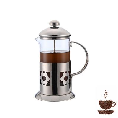 China Sustainable High Borosilicate Stainless Steel Tea Travel Portable Coffee Glass French Press for sale