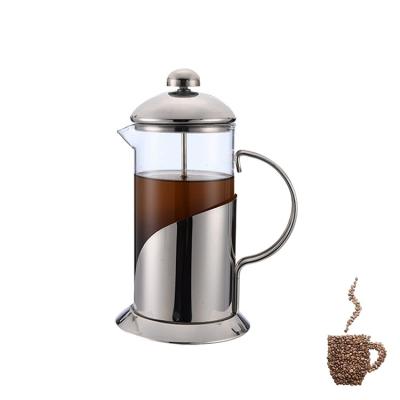 China Sustainable Stainless Steel Silver Metal 3 Cups 600ML Household French Press Coffee Maker for sale