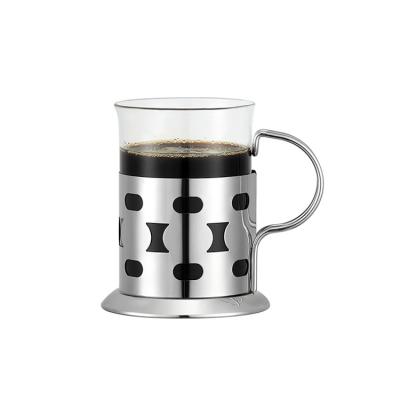 China Good Quality 200ML Stainless Steel Coffee Cup Sustainable Silver Glass Mugs Travel for sale